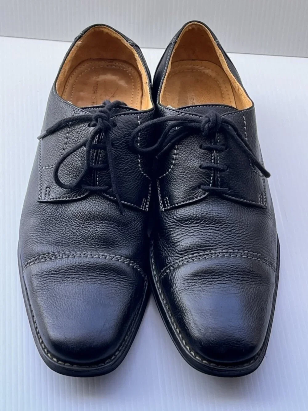 Sandro Moscoloni Mens 10.5 D Black Leather Cap Toe Derby Dress Shoes Brazil
